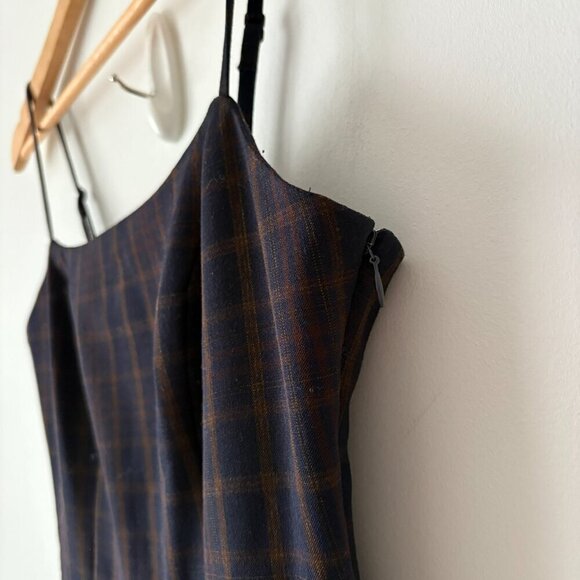 Aritzia Wilfred New Classic Isabelle Check Plaid Mini Dress Dark Navy Size 4 - Picture 6 of 9
